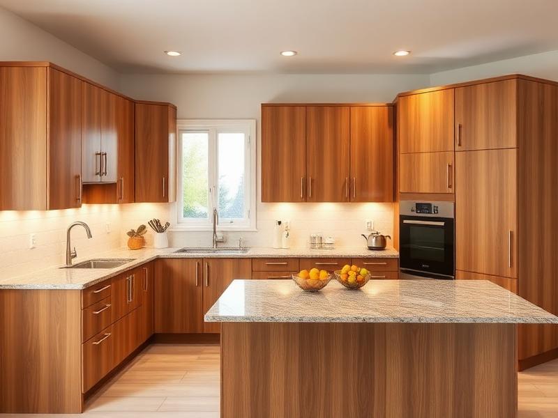 Modern modular kitchen with wooden cabinets